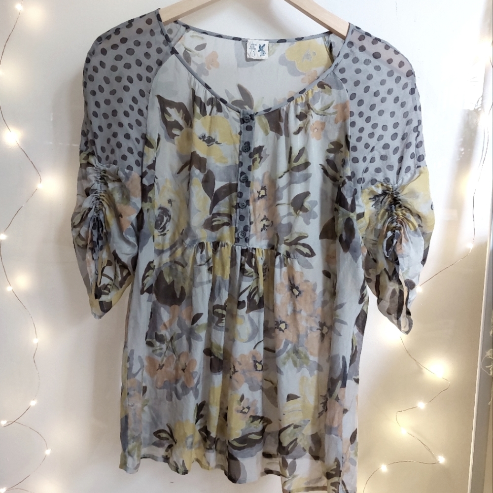 Floral 100% Silk Blouse